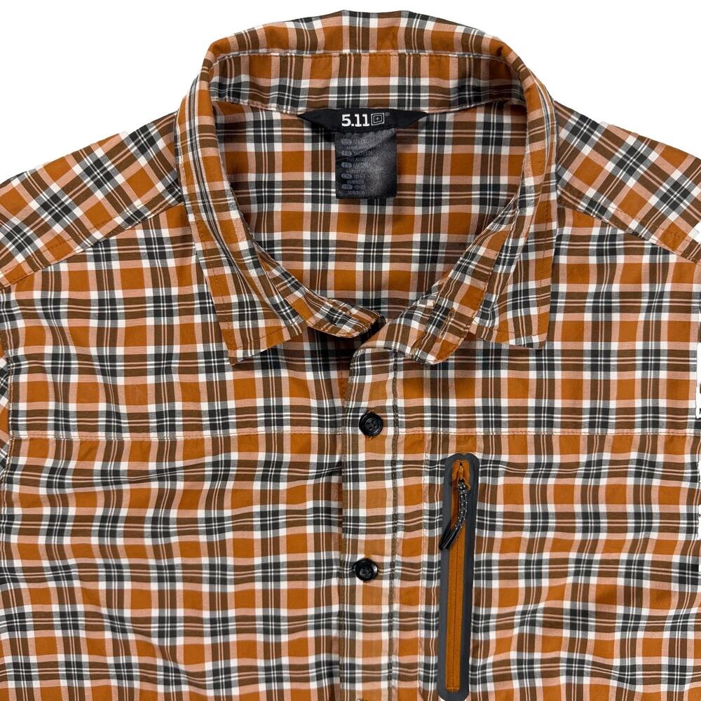 5.11 Work Gear Men's Marksman Utility Tawny Plaid Short SS Size Medium M UPF 50+